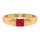 4.5 MM Tension Mount Set Princess Cut Created Ruby Unisex Engagement Ring Lab Created Ruby - ( AAAA ) - Quality - Rosec Jewels