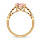 Cushion Morganite Solitaire Engagement Ring with Diamond Morganite - ( AAA ) - Quality - Rosec Jewels