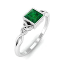 Princess Cut Lab Grown Emerald Solitaire Celtic Ring in Bezel Setting Lab Created Emerald - ( AAAA ) - Quality - Rosec Jewels