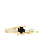 Minimal Black Onyx and Diamond Bypass Promise Ring Black Onyx - ( AAA ) - Quality - Rosec Jewels