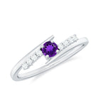 0.25 CT Amethyst Minimal Ring Diamond Bypass Shank Amethyst - ( AAA ) - Quality - Rosec Jewels