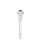 0.25 CT Amethyst Minimal Ring Diamond Bypass Shank Amethyst - ( AAA ) - Quality - Rosec Jewels