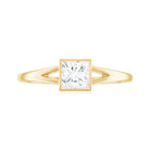 Bezel Set Princess Cut Moissanite Solitaire Promise Ring in Split Shank Moissanite - ( D-VS1 ) - Color and Clarity - Rosec Jewels