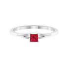 Princess Cut Ruby Solitaire Ring in Split Shank Ruby - ( AAA ) - Quality - Rosec Jewels