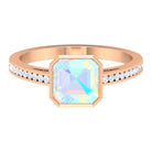 Bezel Set Asscher Ethiopian Opal Solitaire Ring with Diamond Ethiopian Opal - ( AAA ) - Quality - Rosec Jewels