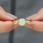 Bezel Set Asscher Ethiopian Opal Solitaire Ring with Diamond Ethiopian Opal - ( AAA ) - Quality - Rosec Jewels