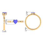 Heart Shape Tanzanite Solitaire Ring with Diamond Sleek Accent Tanzanite - ( AAA ) - Quality - Rosec Jewels