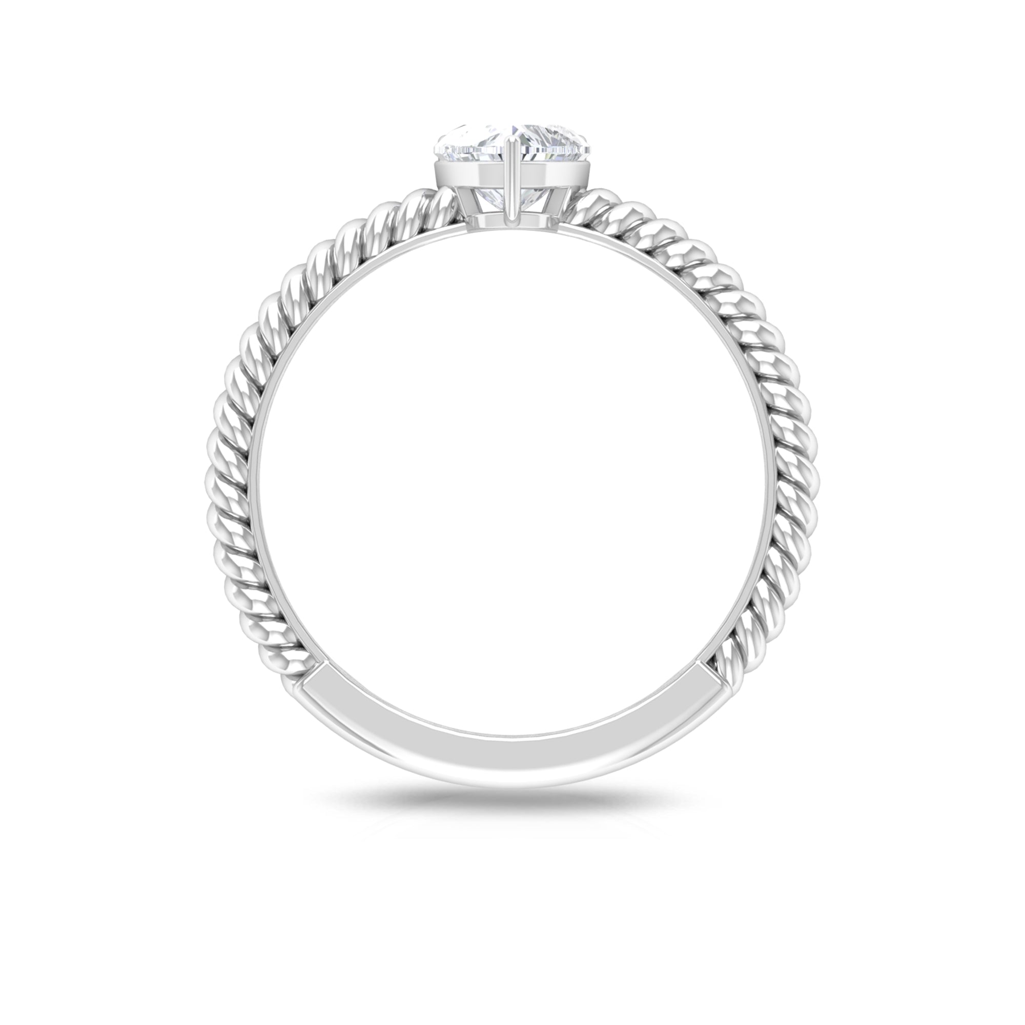 5.40 MM Heart Shape Moissanite Solitaire Ring in 3 Prong Basket Setting with Twisted Rope Details Moissanite - ( D-VS1 ) - Color and Clarity - Rosec Jewels