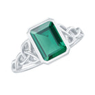 Solitaire Created Emerald Celtic Engagement Ring Lab Created Emerald - ( AAAA ) - Quality - Rosec Jewels