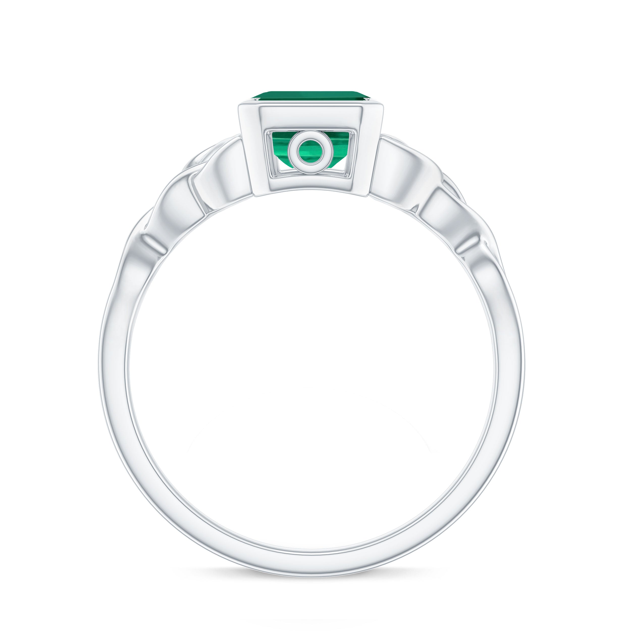 Solitaire Created Emerald Celtic Engagement Ring Lab Created Emerald - ( AAAA ) - Quality - Rosec Jewels