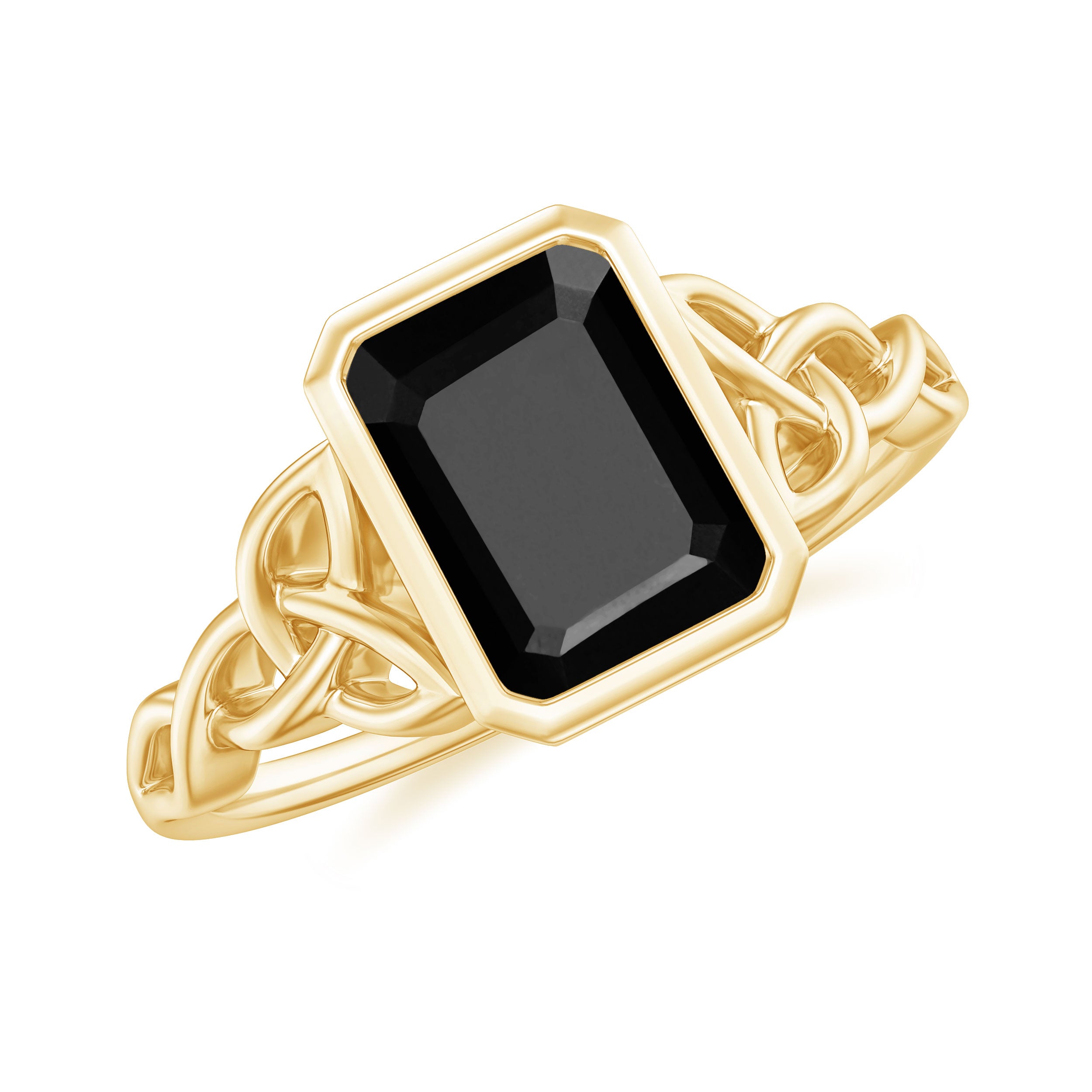 Solitaire Created Black Diamond Celtic Engagement Ring Lab Created Black Diamond - ( AAAA ) - Quality - Rosec Jewels