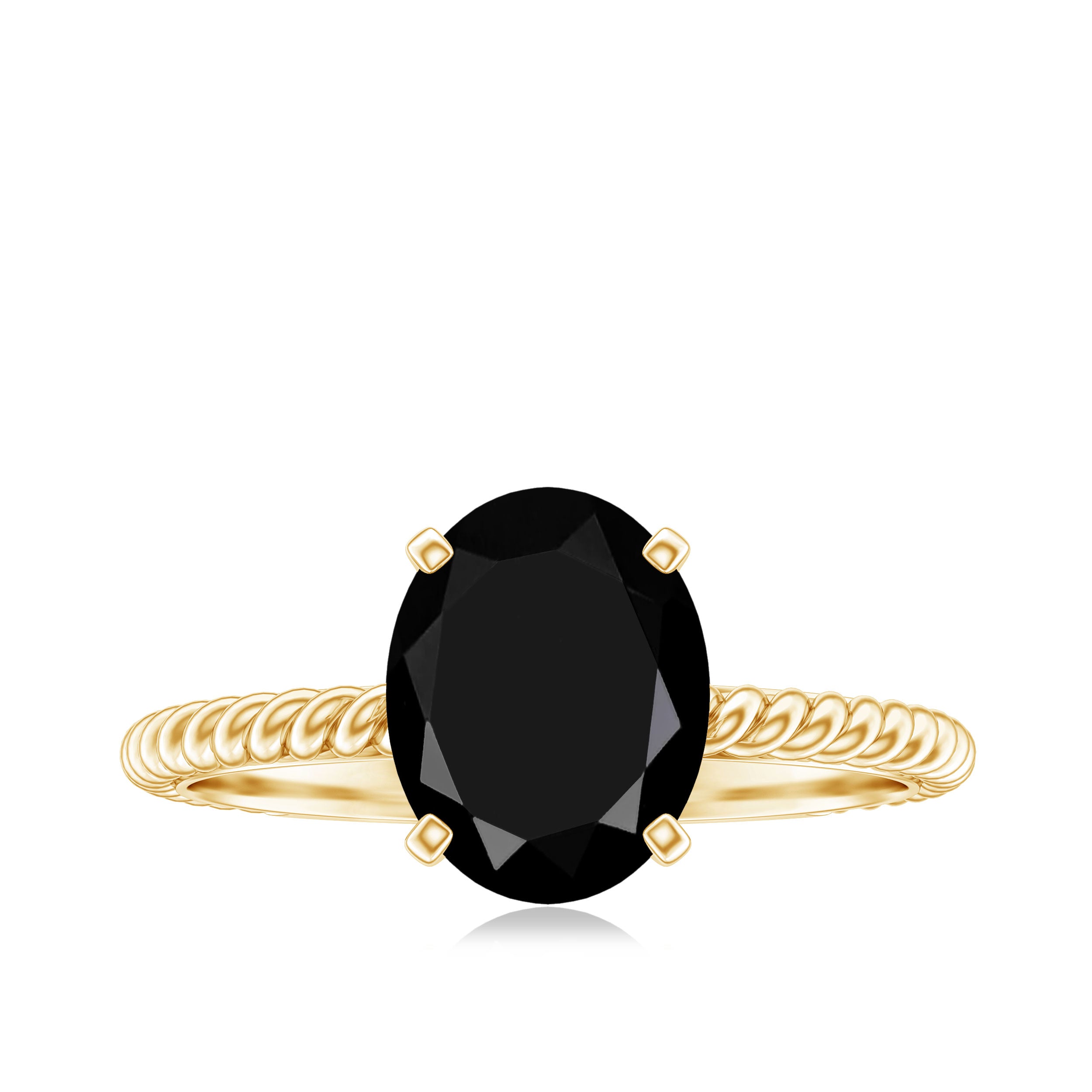 Created Black Diamond Solitaire Ring with Surprise Diamond Lab Created Black Diamond - ( AAAA ) - Quality - Rosec Jewels