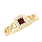 Princess Cut Garnet and Diamond Infinity Heart Engagement Ring Garnet - ( AAA ) - Quality - Rosec Jewels