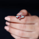 Two Stone Ruby Bypass Engagement Ring with Diamond Ruby - ( AAA ) - Quality - Rosec Jewels