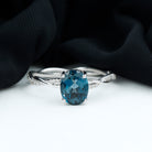 Oval Cut Solitaire London Blue Topaz Braided Engagement Ring with Diamond London Blue Topaz - ( AAA ) - Quality - Rosec Jewels