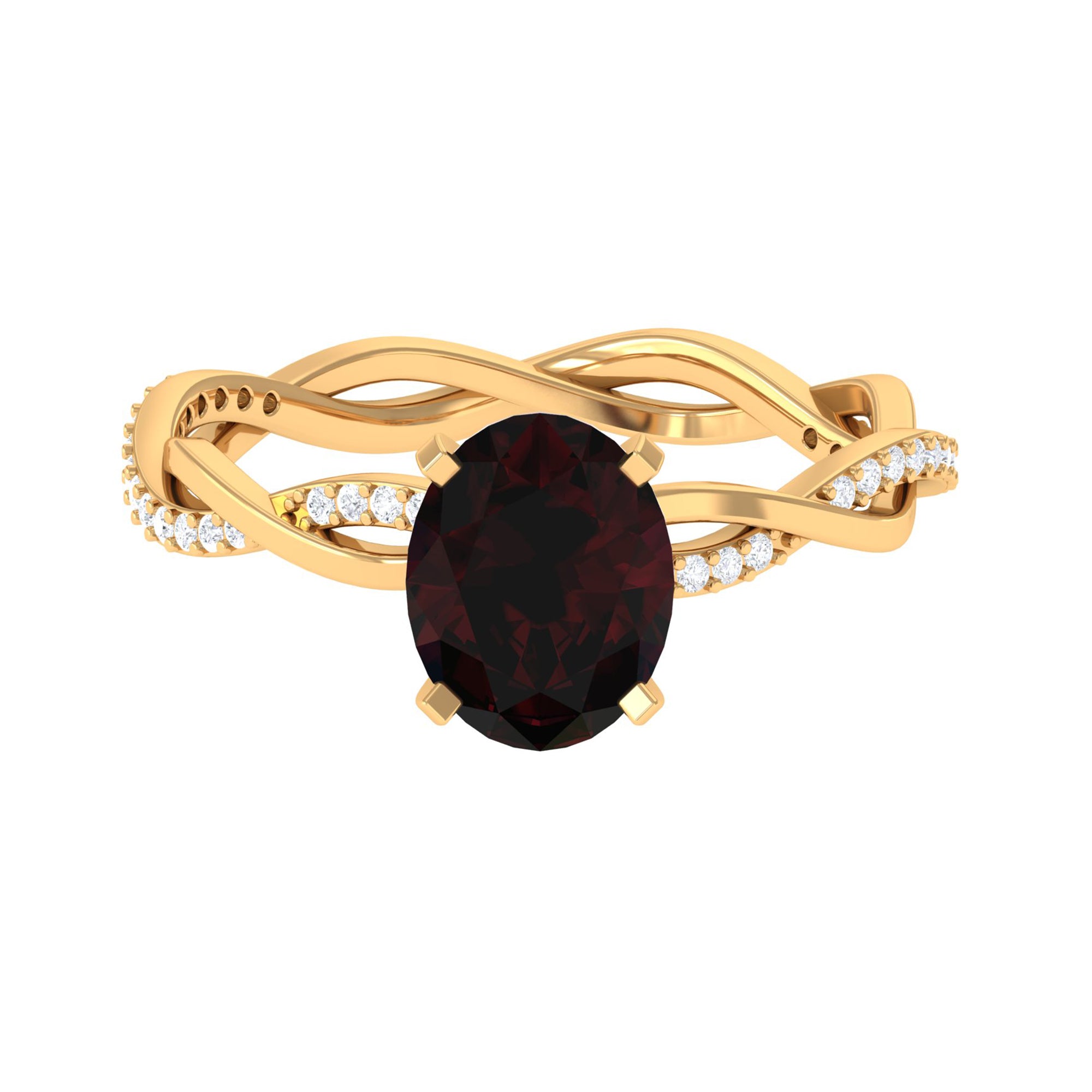 3.75 CT Oval Garnet and Diamond Braided Engagement Ring Garnet - ( AAA ) - Quality - Rosec Jewels