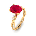 2.5 CT Oval Created Ruby and Diamond Braided Engagement Ring Lab Created Ruby - ( AAAA ) - Quality - Rosec Jewels