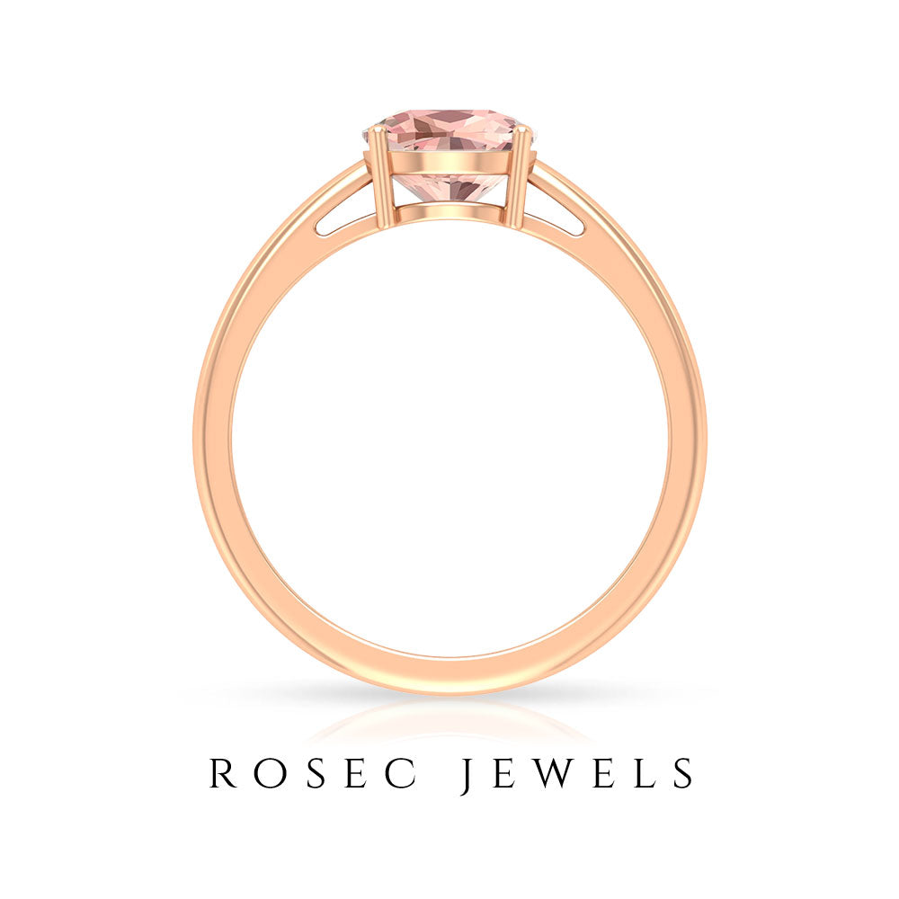 7 MM Cushion Cut 4 Prong Set Morganite Solitaire Ring Morganite - ( AAA ) - Quality - Rosec Jewels