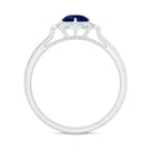 3/4 CT Vintage Created Blue Sapphire and Diamond Engagement Ring Lab Created Blue Sapphire - ( AAAA ) - Quality - Rosec Jewels