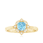 1/2 CT Aquamarine and Diamond Art Deco Vintage Ring Aquamarine - ( AAA ) - Quality - Rosec Jewels