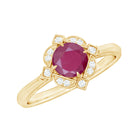 0.75 CT Vintage Ruby Engagement Ring with Diamond Ruby - ( AAA ) - Quality - Rosec Jewels
