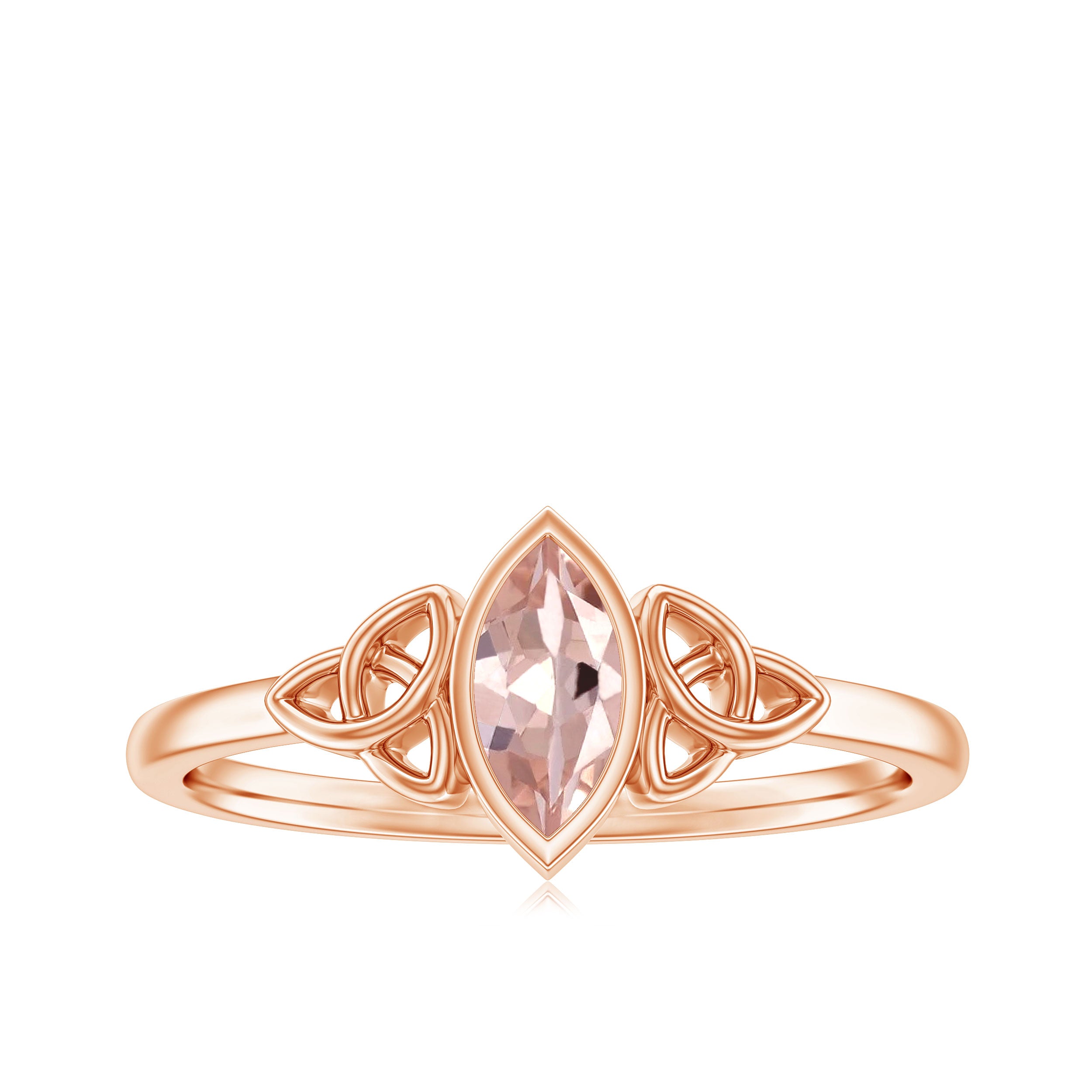 7X3.5 MM Marquise Cut Morganite Solitaire Celtic Ring in Bezel Setting Morganite - ( AAA ) - Quality - Rosec Jewels