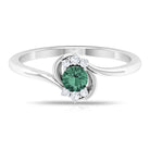 Round Green Sapphire Bypass Promise Ring with Diamond Green Sapphire - ( AAA ) - Quality - Rosec Jewels