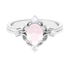 1.25 CT Oval Shape Rose Quartz and Diamond Cocktail Ring Rose Quartz - ( AAA ) - Quality - Rosec Jewels