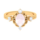 1.25 CT Oval Shape Rose Quartz and Diamond Cocktail Ring Rose Quartz - ( AAA ) - Quality - Rosec Jewels