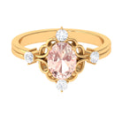 Oval Morganite Cocktail Ring with Diamond Morganite - ( AAA ) - Quality - Rosec Jewels