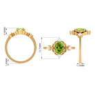 Oval Peridot Cocktail Ring with Diamond Peridot - ( AAA ) - Quality - Rosec Jewels