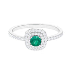 3/4 CT Emerald Engagement Ring with Diamond Double Halo Emerald - ( AAA ) - Quality - Rosec Jewels