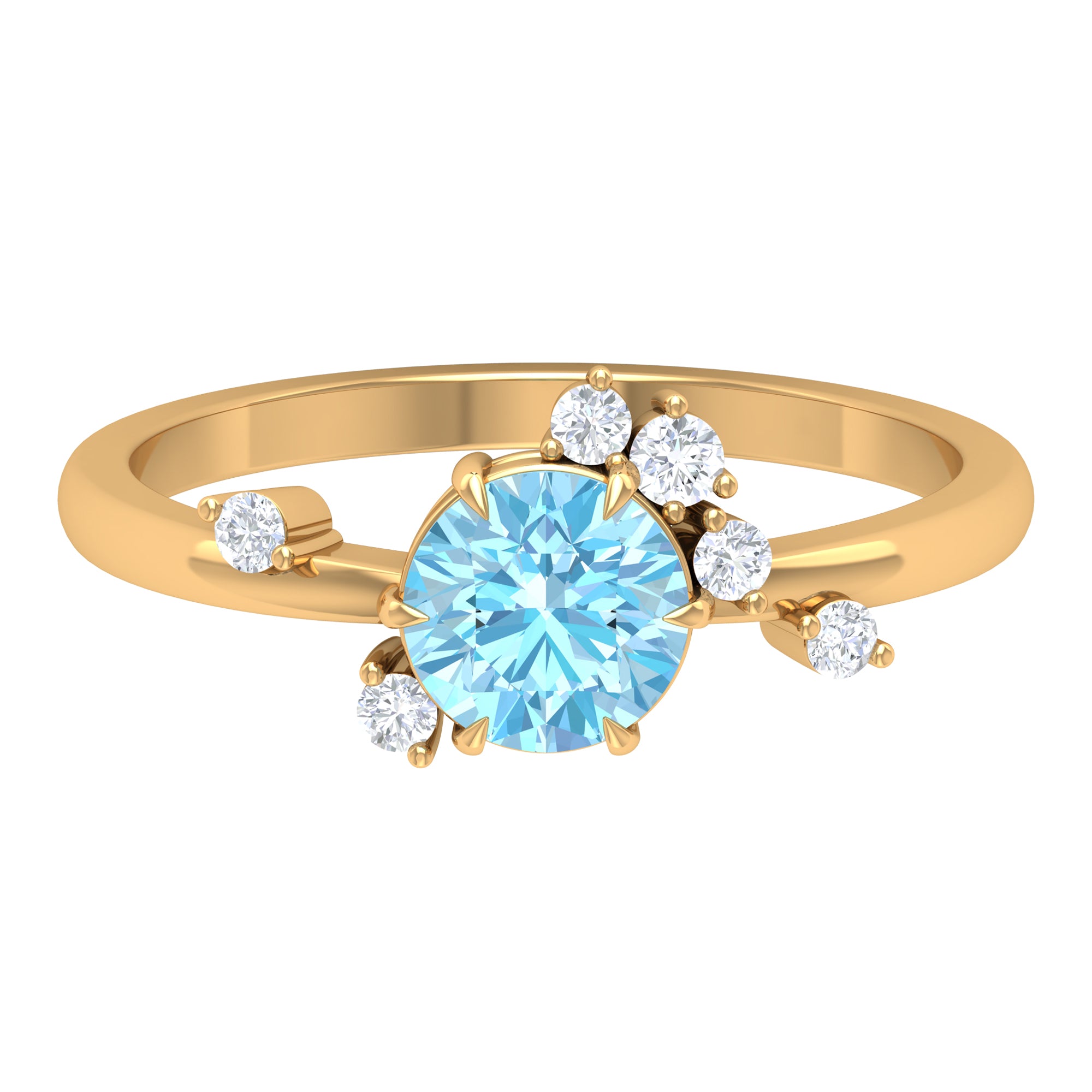 Aquamarine and Diamond Scatter Promise Ring Aquamarine - ( AAA ) - Quality - Rosec Jewels