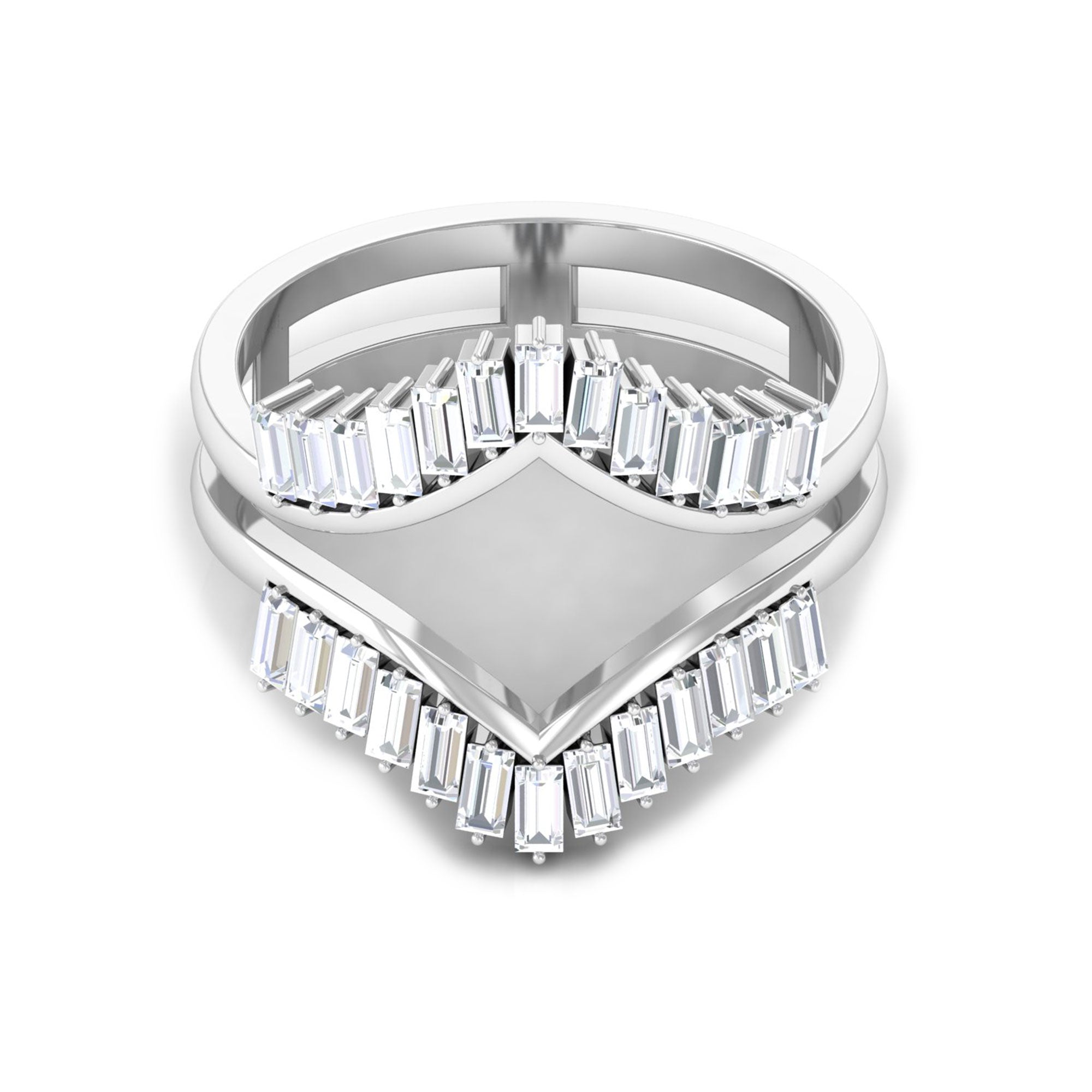 Baguette Cut Moissanite Enhancer Ring Moissanite - ( D-VS1 ) - Color and Clarity - Rosec Jewels