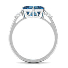 3.25 CT Asscher Cut London Blue Topaz Solitaire Engagement Ring with Diamond London Blue Topaz - ( AAA ) - Quality - Rosec Jewels