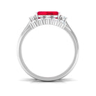 Emerald Cut Created Ruby Contemporary Wedding Ring Set with Diamond Lab Created Ruby - ( AAAA ) - Quality - Rosec Jewels