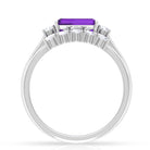 Octagon Cut Amethyst Contemporary Wedding Ring Set with Diamond Amethyst - ( AAA ) - Quality - Rosec Jewels