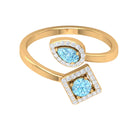 Aquamarine and Diamond Designer Wrap Ring Aquamarine - ( AAA ) - Quality - Rosec Jewels