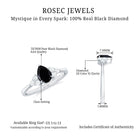 Pear Shaped Black Diamond and Diamond Solitaire Trio Ring Black Diamond - ( AAA ) - Quality - Rosec Jewels