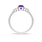 Pear Amethyst Solitaire Ring with Diamond Trio Amethyst - ( AAA ) - Quality - Rosec Jewels