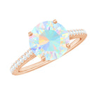 Round Ethiopian Opal and Diamond Solitaire Ring Ethiopian Opal - ( AAA ) - Quality - Rosec Jewels