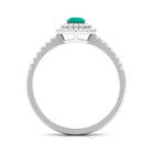 Pear Shape Emerald Engagement Ring with Diamond Double Halo Emerald - ( AAA ) - Quality - Rosec Jewels