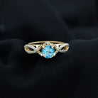 Designer Swiss Blue Topaz and Diamond Crossover Engagement Ring Swiss Blue Topaz - ( AAA ) - Quality - Rosec Jewels