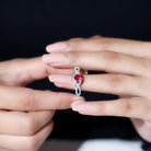 Classic Created Ruby and Diamond Crossover Engagement Ring with Diamond Lab Created Ruby - ( AAAA ) - Quality - Rosec Jewels