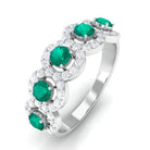 1.25 CT Round shape Emerald and Diamond Halo Classic Band Ring Emerald - ( AAA ) - Quality - Rosec Jewels