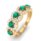 1.25 CT Round shape Emerald and Diamond Halo Classic Band Ring Emerald - ( AAA ) - Quality - Rosec Jewels