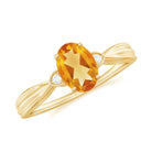 Oval Cut Real Citrine Solitaire Ring with Engraved Details Citrine - ( AAA ) - Quality - Rosec Jewels