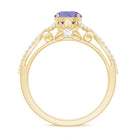 Designer Tanzanite and Diamond Crossover Engagement Ring Tanzanite - ( AAA ) - Quality - Rosec Jewels