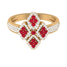 Ruby and Diamond Statement Engagement Ring Ruby - ( AAA ) - Quality - Rosec Jewels