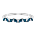 Marquise Cut London Blue Topaz and Round Shape Diamond Stackable Semi Eternity Ring London Blue Topaz - ( AAA ) - Quality - Rosec Jewels